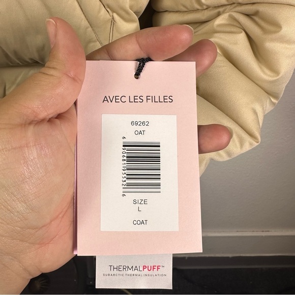 Avec les Filles Tan Hooded Puffer Jacket with Sherpa Lining - Picture 3 of 10